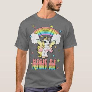 High AF Rainbow Unicorn Stoner Design T-Shirt