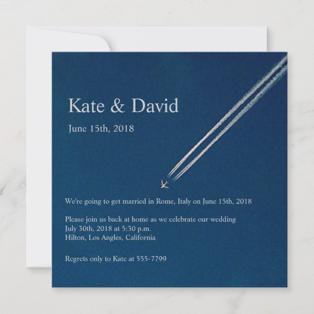 High Altitude Aeroplane Destination Wedding Custom Invitation (Front)