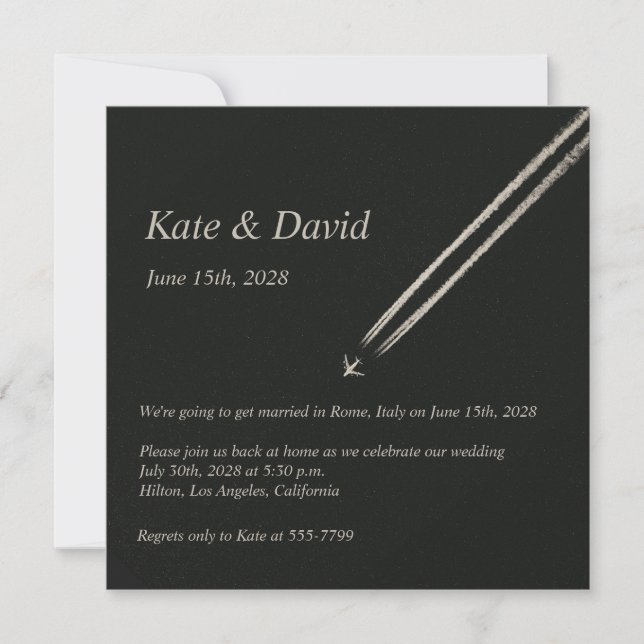 ©High Altitude Aeroplane Destination Wedding Invitation (Front)