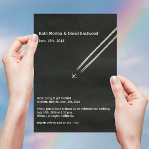 ©High Altitude Aeroplane Destination Wedding Invitation