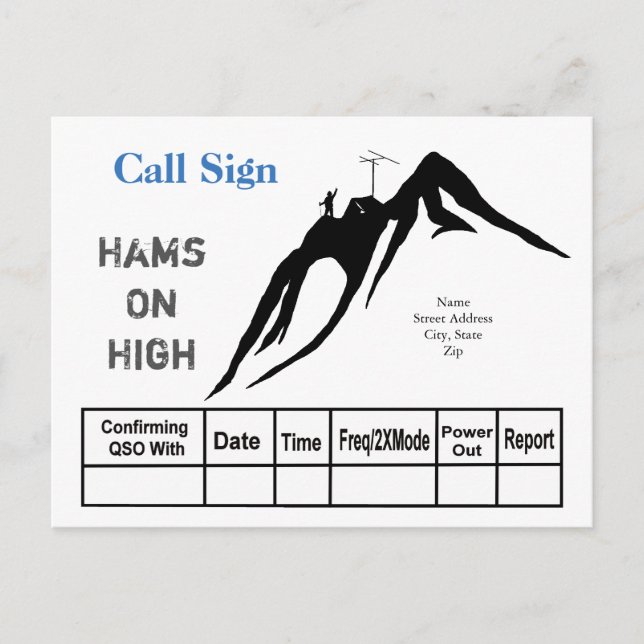 High Altitude Ham Radio Operator QSL Card (Front)