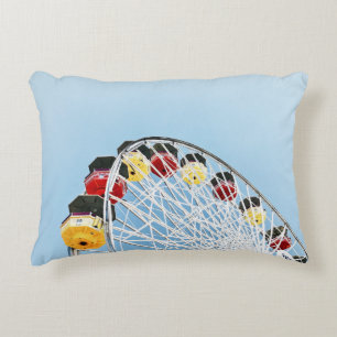 High angle photo of white Ferris wheel in the morn Decorative Cushion