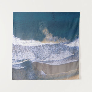HIGH-ANGLE PHOTOGRAPHY OF BEACH SHORE TAPESTRY