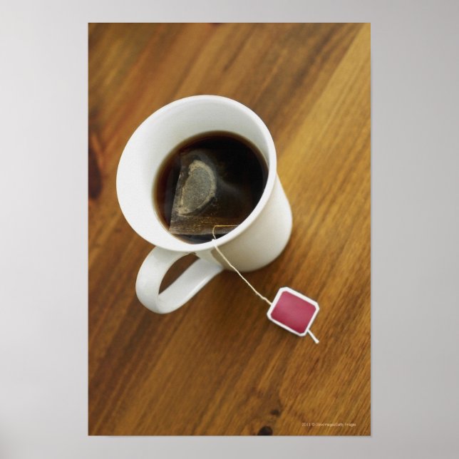 High angle view of a cup of tea poster (Front)