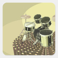 High angle view of a drum kit
