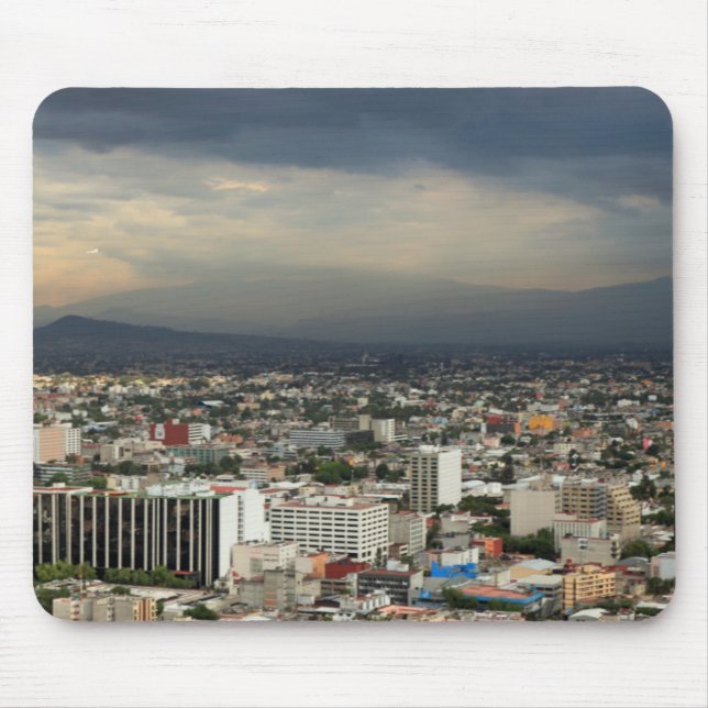 High Angle View Of Cityscape Against Cloudy Sky Mouse Mat (Front)