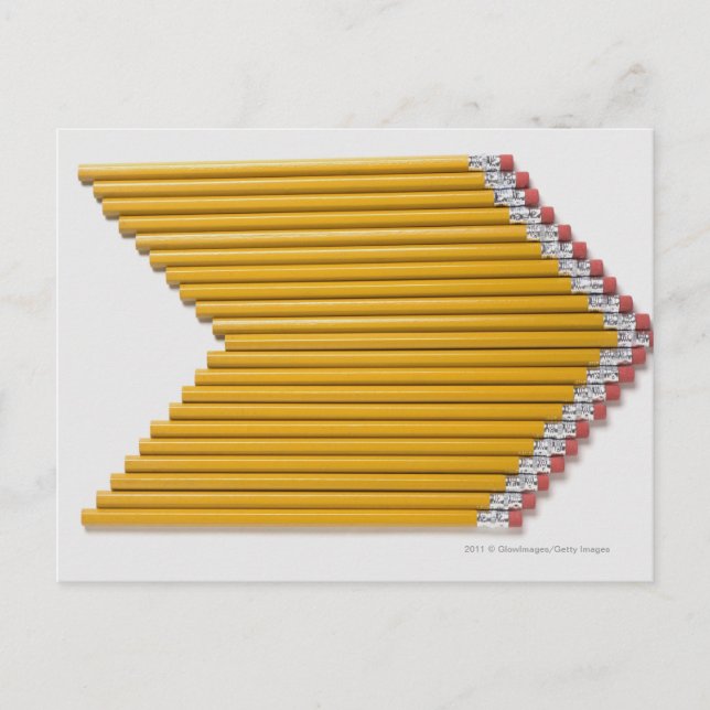 High angle view of pencils in a row postcard (Front)