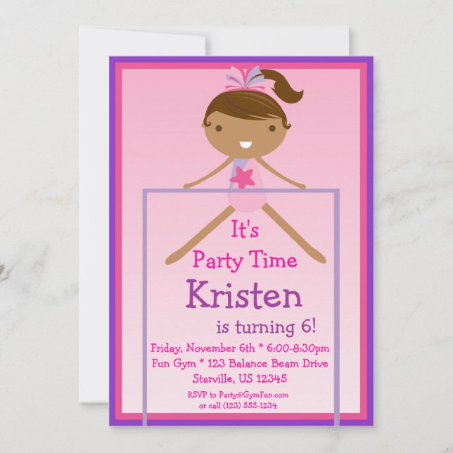 High Bar Gymnast Birthday Party Invitation (Front)