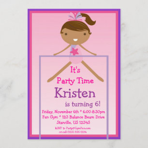 High Bar Gymnast Birthday Party Invitation
