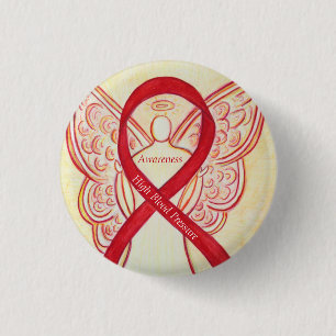 High Blood Pressure Awareness Angel Red Ribbon Pin