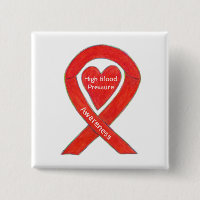 High Blood Pressure Awareness Red Heart Ribbon Pin