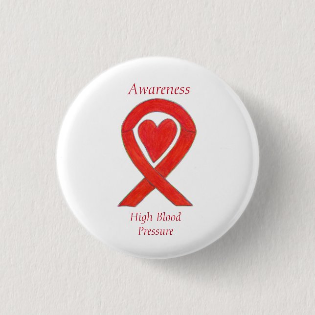 High Blood Pressure Awareness Red Heart Ribbon Pin (Front)