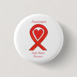 High Blood Pressure Awareness Red Heart Ribbon Pin