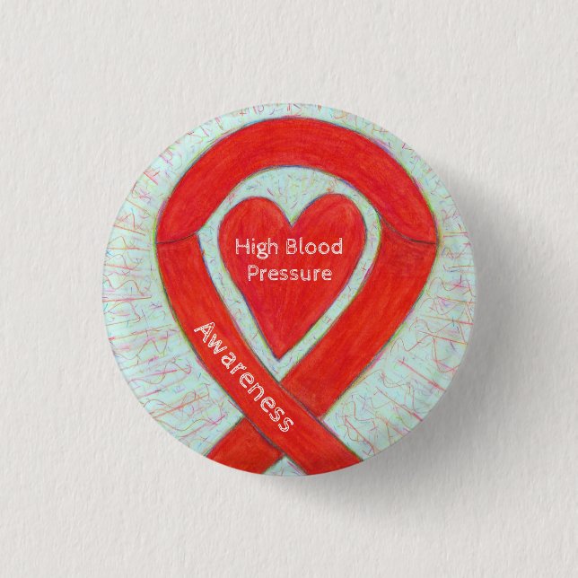 High Blood Pressure Awareness Red Heart Ribbon Pin (Front)