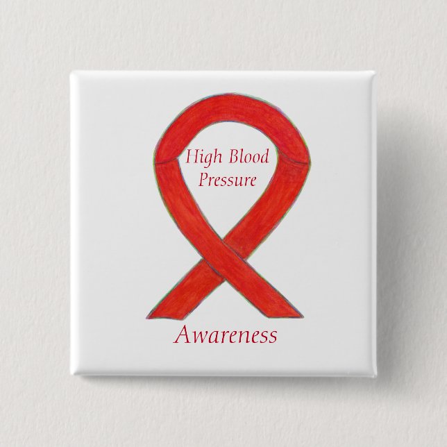 High Blood Pressure Awareness Red Ribbon Pin (Front)