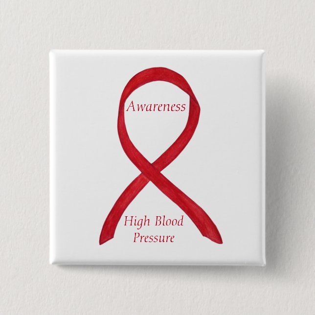 High Blood Pressure Awareness Red Ribbon Pin (Front)