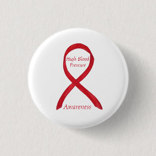 High Blood Pressure Awareness Red Ribbon Pin