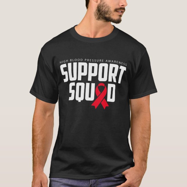 High Blood Pressure Awareness Red Ribbon Support S T-Shirt (Front)