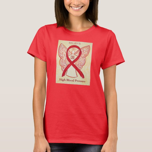 High Blood Pressure Red Awareness Ribbon Shirt (Front)