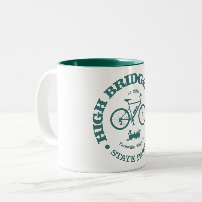 High Bridge Trail (cycling) Two-Tone Coffee Mug (Front Left)
