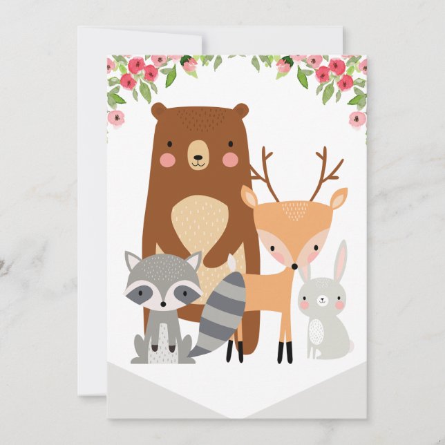 High Chair 1st Birthday Banner woodland (left) Invitation (Front)