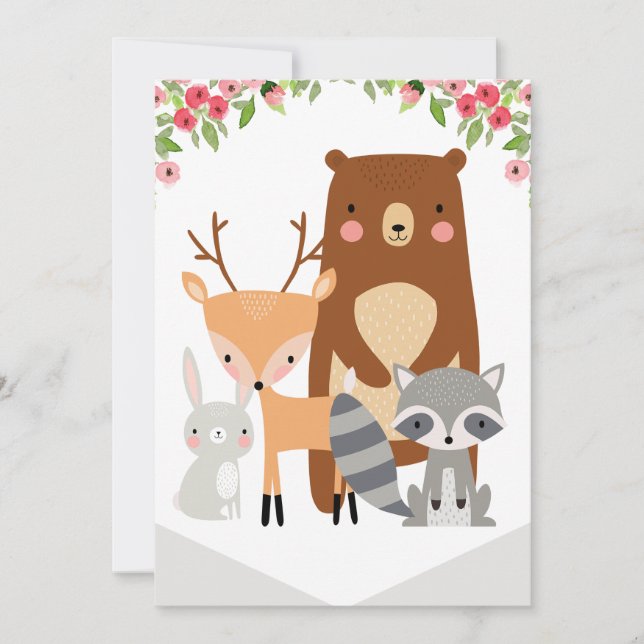 High Chair 1st Birthday Banner woodland (right) Invitation (Front)