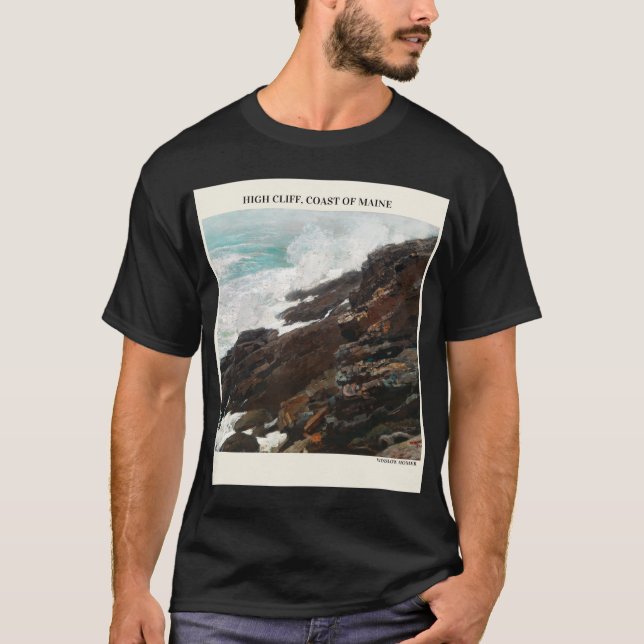 High Cliff Coast Of Maine By Winslow Homer Abstrac T-Shirt (Front)