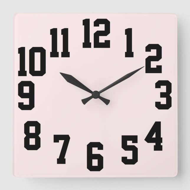 High Contrast Big Numbers Easy Read Square Wall Clock (Front)