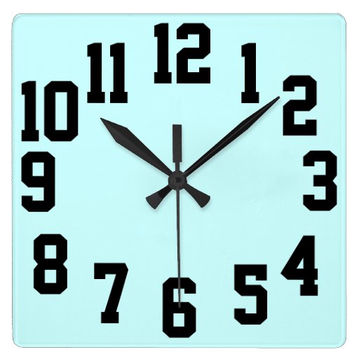 Image of High Contrast Big Numbers Easy Read Square Wall Clock