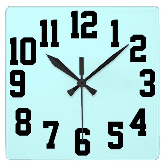 High Contrast Big Numbers Easy Read Square Wall Clock Zazzle.co.uk