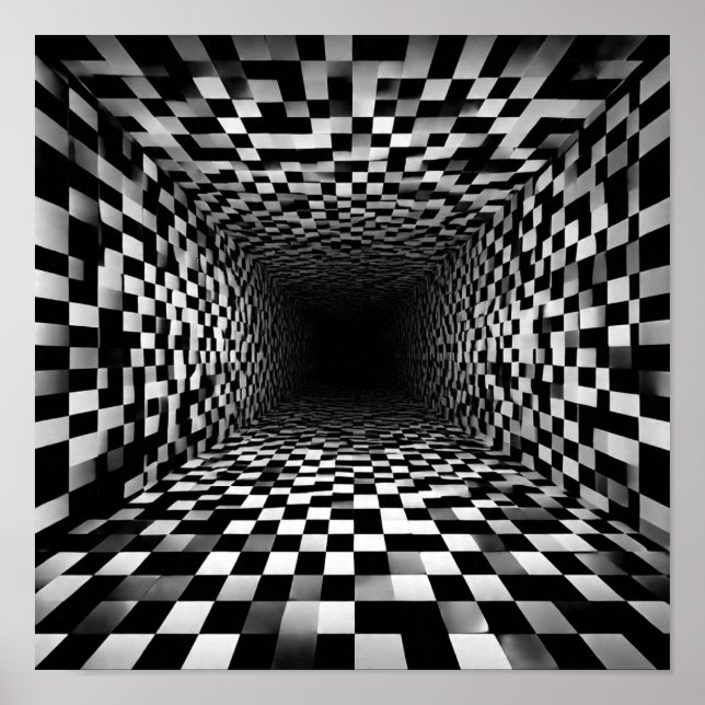 High Contrast Chequerboard Vortex Illusion Poster (Front)