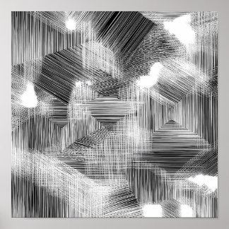 High-Contrast Geometric Depth Decoupage Template Poster