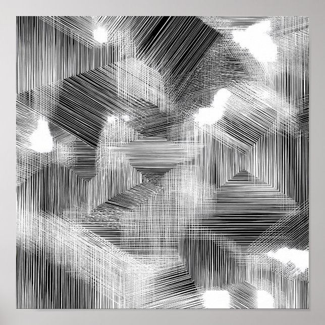 High-Contrast Geometric Depth Decoupage Template Poster (Front)