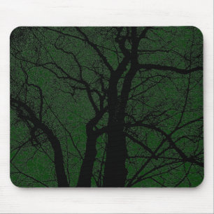 High Contrast Tree - Dark Green Mouse Mat