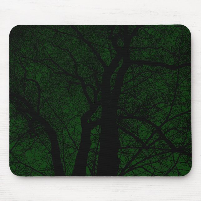 High Contrast Tree - Dark Green Mouse Mat (Front)