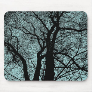 High Contrast Tree - Light Blue Green Mouse Mat