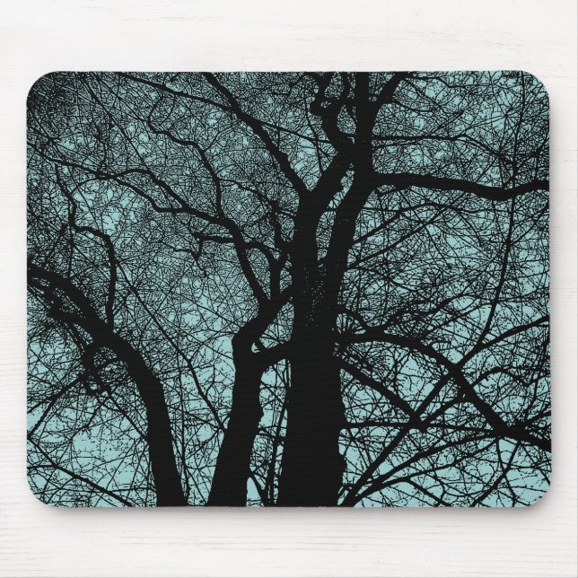 High Contrast Tree - Light Blue Green Mouse Mat (Front)