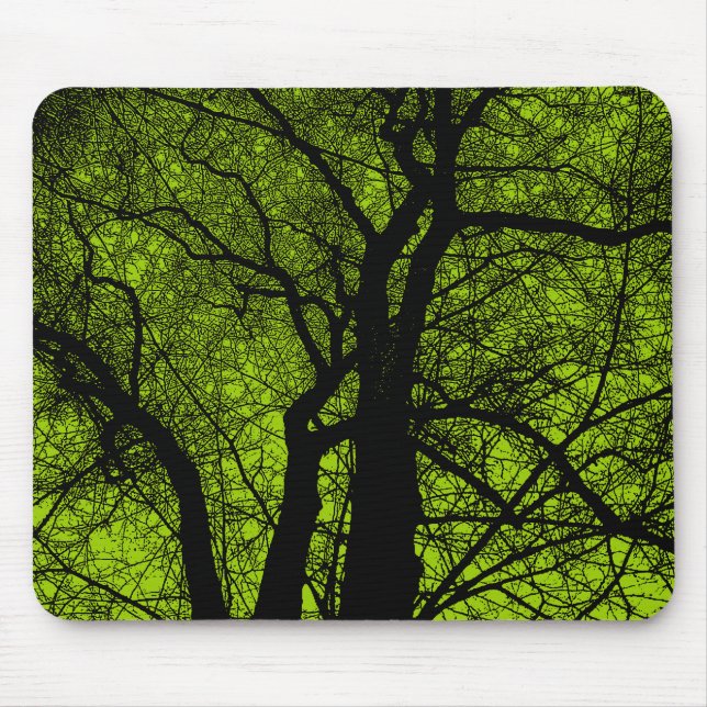 High Contrast Tree - Martian Green Mouse Mat (Front)