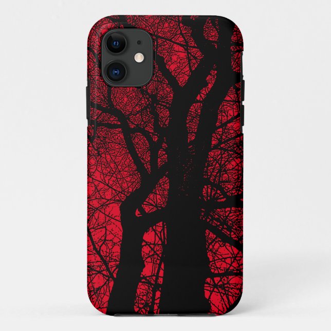 High Contrast Tree - Red iPhone Case (Back)
