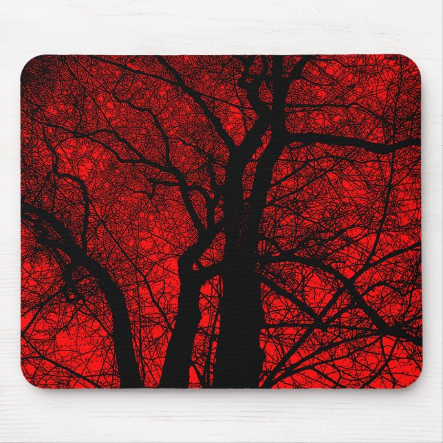 High Contrast Tree - Red Mouse Mat (Front)