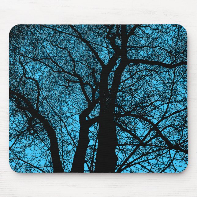 High Contrast Tree - Sky Blue Mouse Mat (Front)