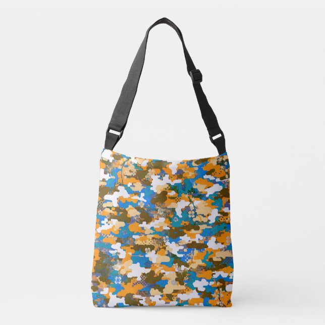 High-contrast Urban Digital Camouflage Pattern  Crossbody Bag (Front)