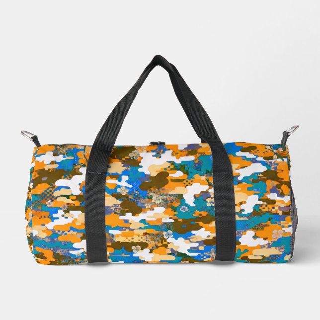 High-contrast Urban Digital Camouflage Pattern  Duffle Bag (Front)