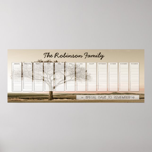 High Country Family Perpetual Calendar Custom Poster (Front)