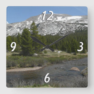 High Country Mountain Stream II at Yosemite Square Wall Clock