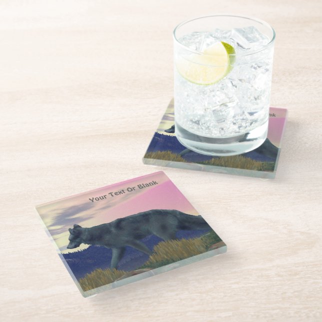 High Country Wolf Glass Coaster (Angled)