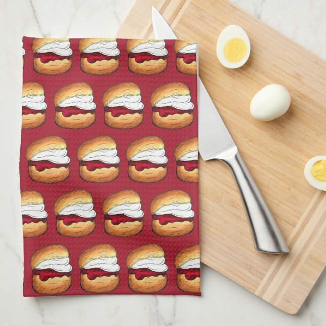 High Cream Tea Scone Jam UK British Bakery Food Tea Towel (Quarter Fold)