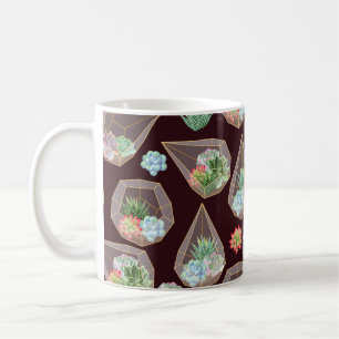 High detail succulent and cactus seamless pattern coffee mug