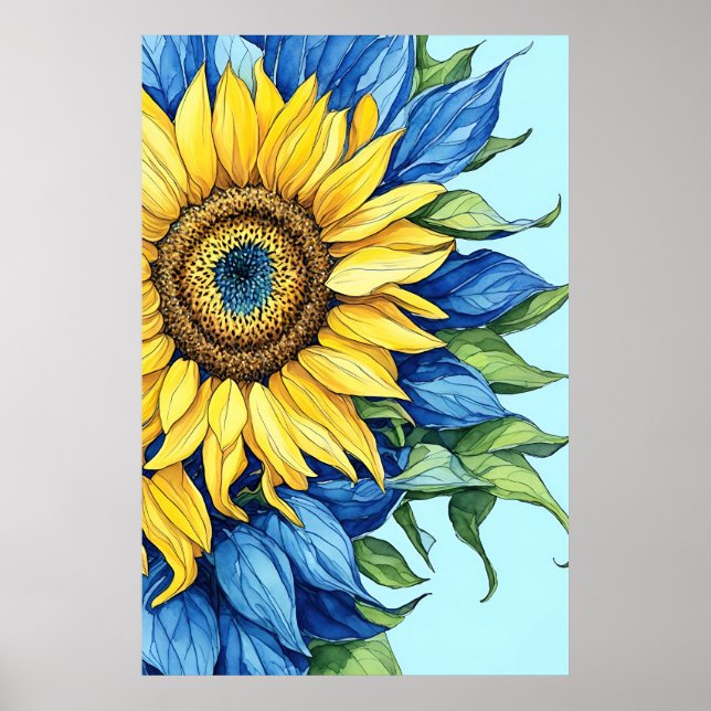 High-detailed Sunflower Illustration Poster (Front)