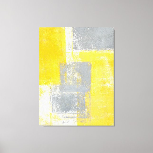 'High Dive' Grey and Yellow Abstract Art Canvas Print (Front)